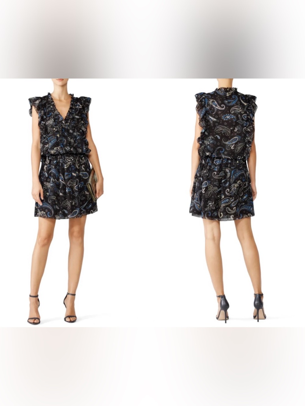 Zadig & Voltaire Women’s Rimana Print Paisley Black Beaded Mini Dress Size M